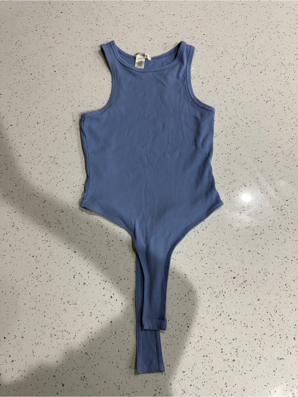 Bozzolo Dusty Blue Ribbed Tank Bodysuit
